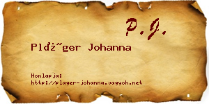 Pláger Johanna névjegykártya